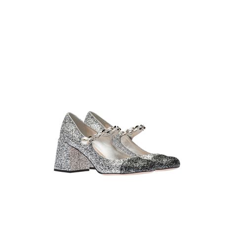 miu miu glitter|Silver/slate Glitter Pumps .